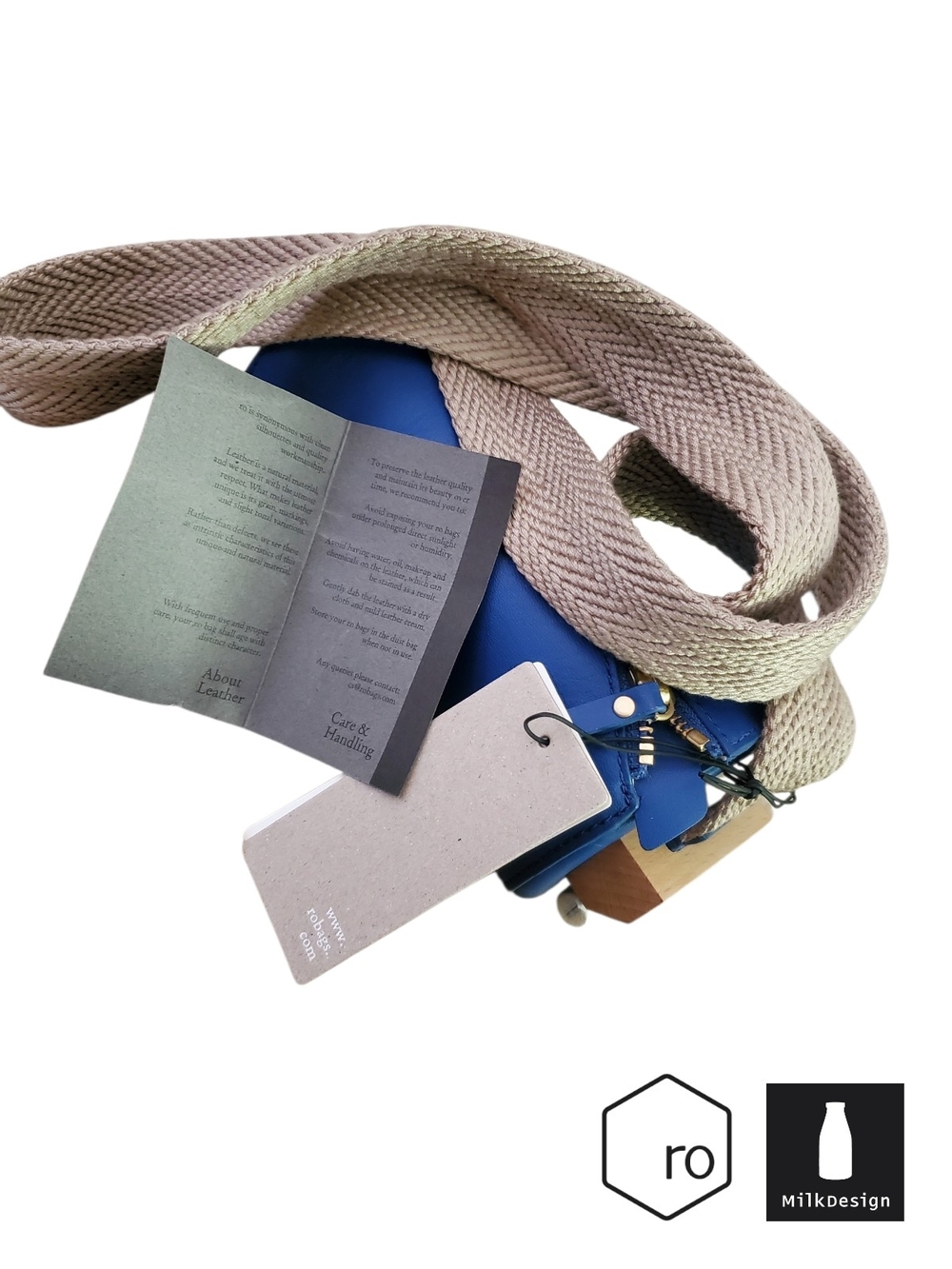 RO Bags x Milk Design Buckle Up Mini Cylinder Bag - Blue Leather NWT/Tags - Picture 8 of 17